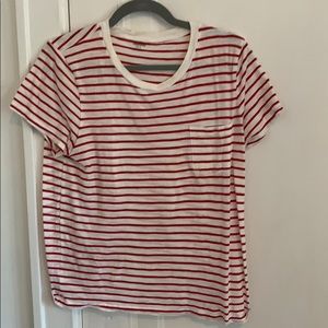 Red and white striped Madewell t-shirt